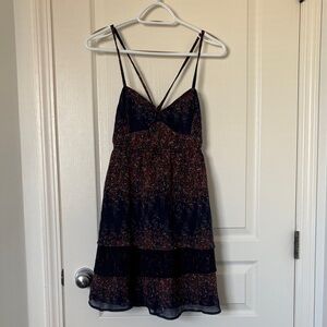 Element Navy Multi Floral Tiered Mini Dress